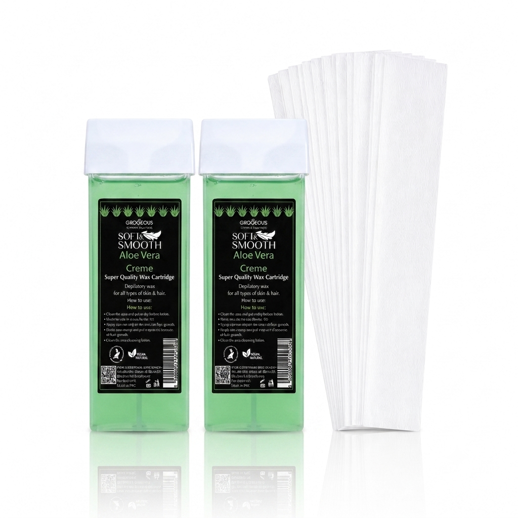 Grogeous Depilatory Wax Heater Full Kit- Professional Wax Warmer, Cartridges & Strips