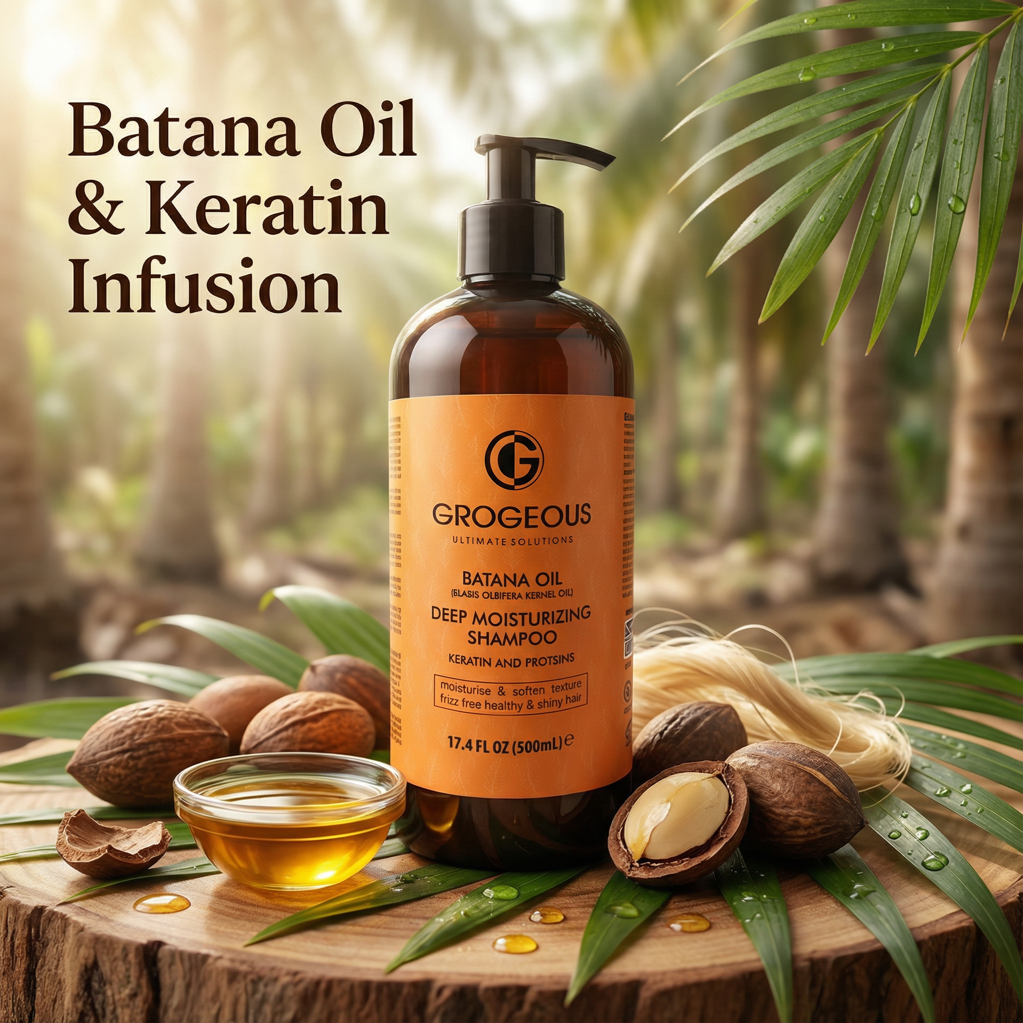 Grogeous Batana Oil Deep Moisturizing Shampoo - Keratin & Protein Care (500ml)