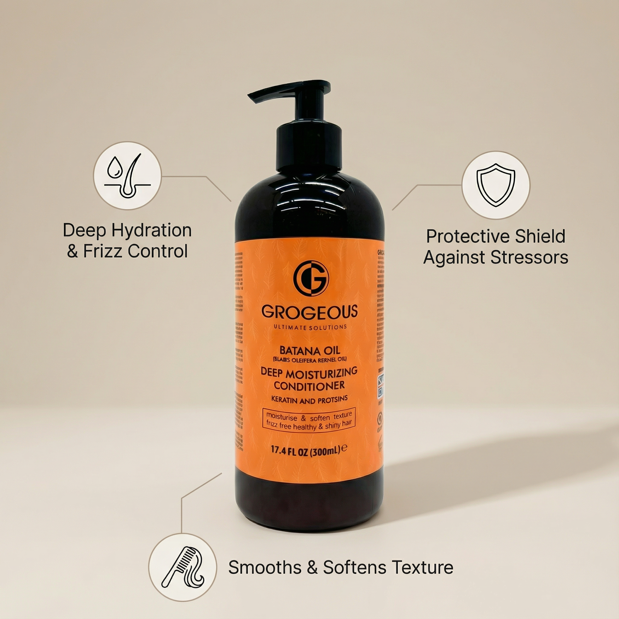 Grogeous Batana Oil Deep Moisturizing Conditioner - Keratin & Protein Care (500ml)