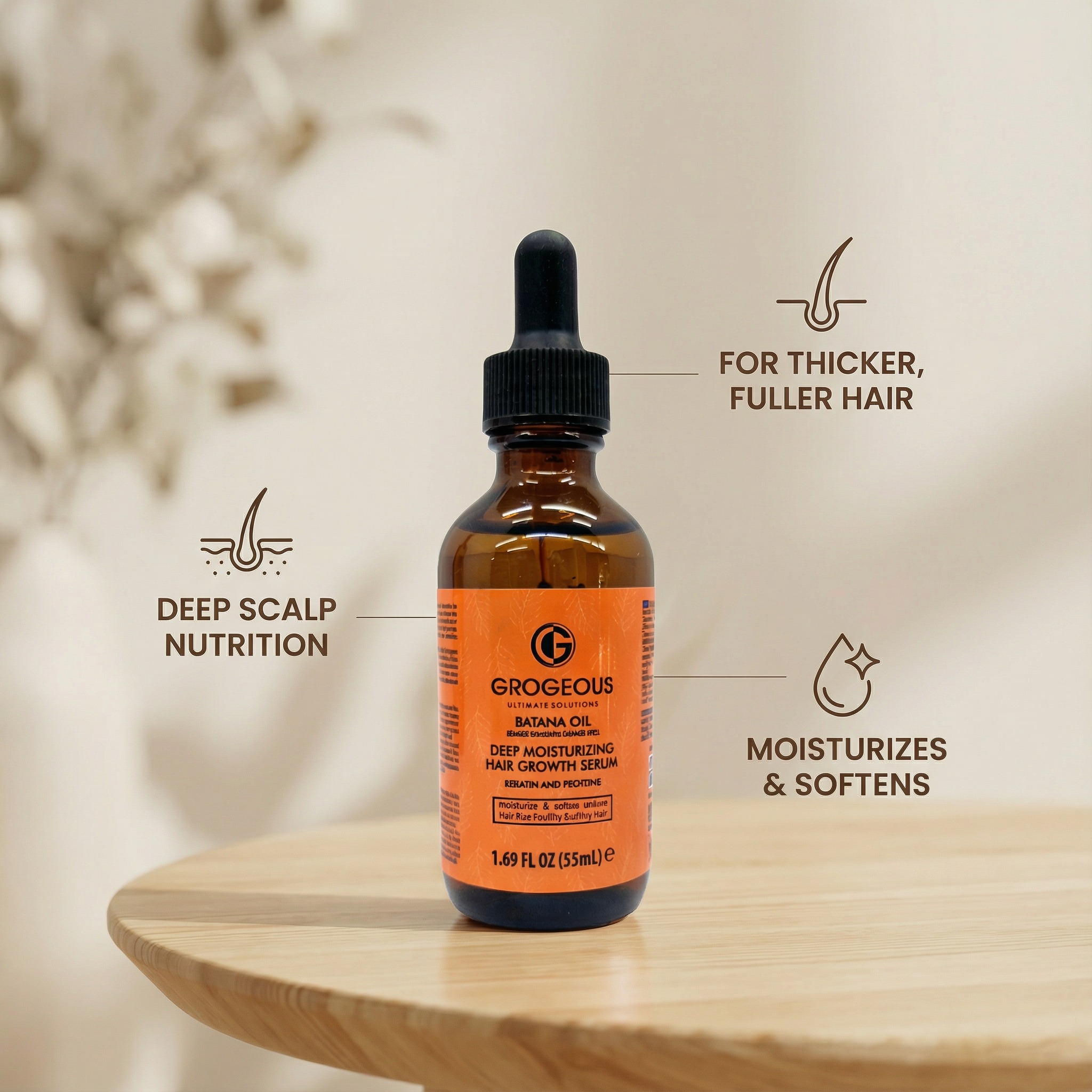 Grogeous Batana Oil Hair Growth Serum - Deep Moisture, Keratin & Protein Care (55ml)