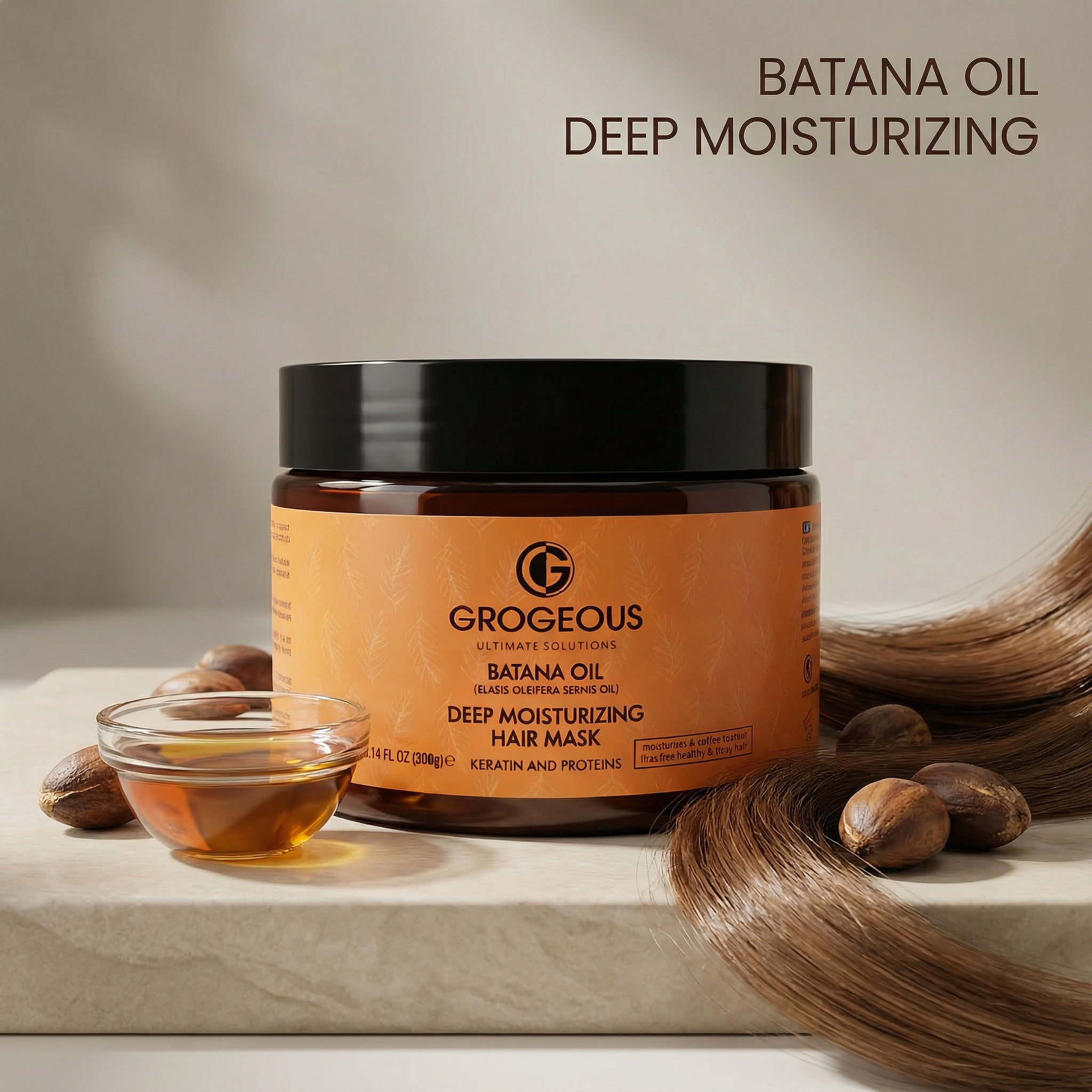 Grogeous Batana Oil Deep Moisturizing Hair Mask - Keratin & Protein Repair (300g)
