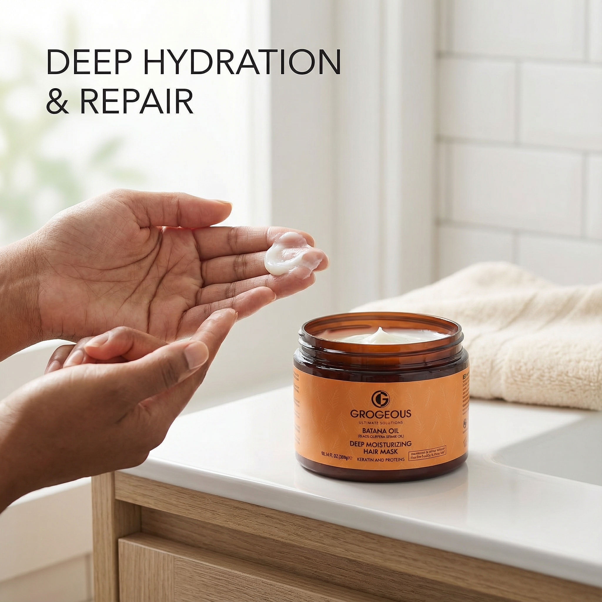 Grogeous Batana Oil Deep Moisturizing Hair Mask - Keratin & Protein Repair (300g)