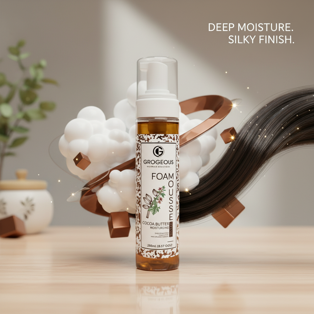 Grogeous Cocoa Butter Moisturizing Hair Foam Mousse - Hydrating & Silky Soft Finish