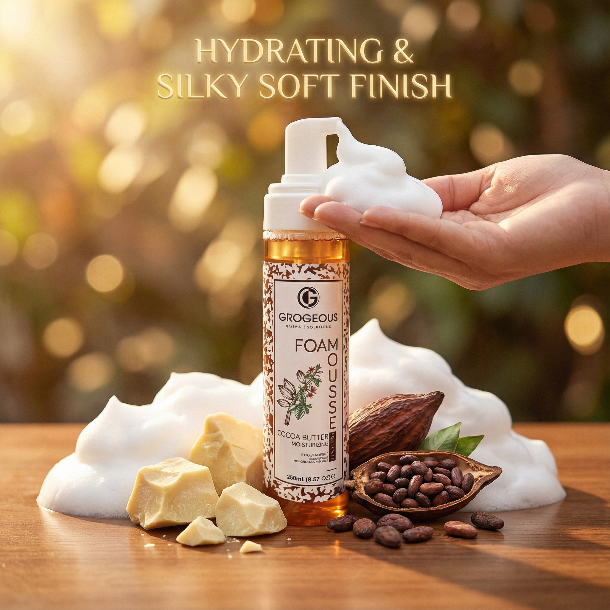 Grogeous Cocoa Butter Moisturizing Hair Foam Mousse - Hydrating & Silky Soft Finish