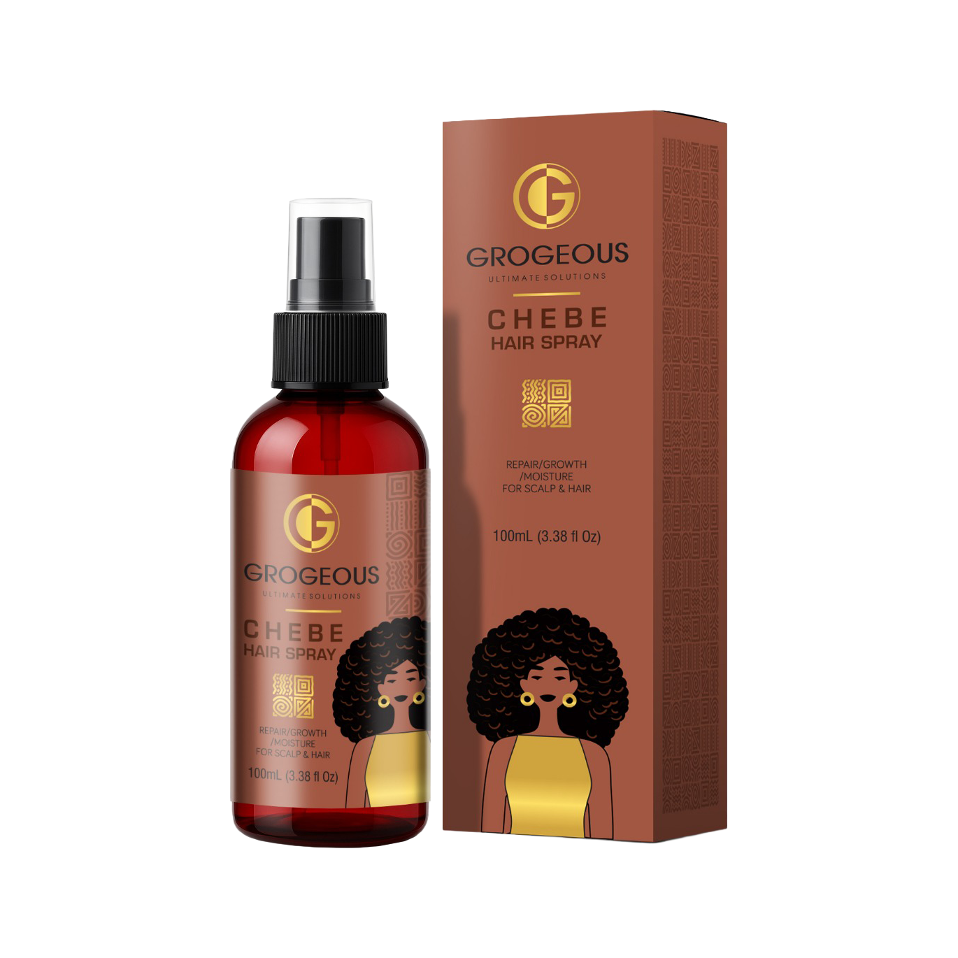 Grogeous Chebe Hair Oil - Repair, Growth & Deep Moisture for Hair & Scalp
