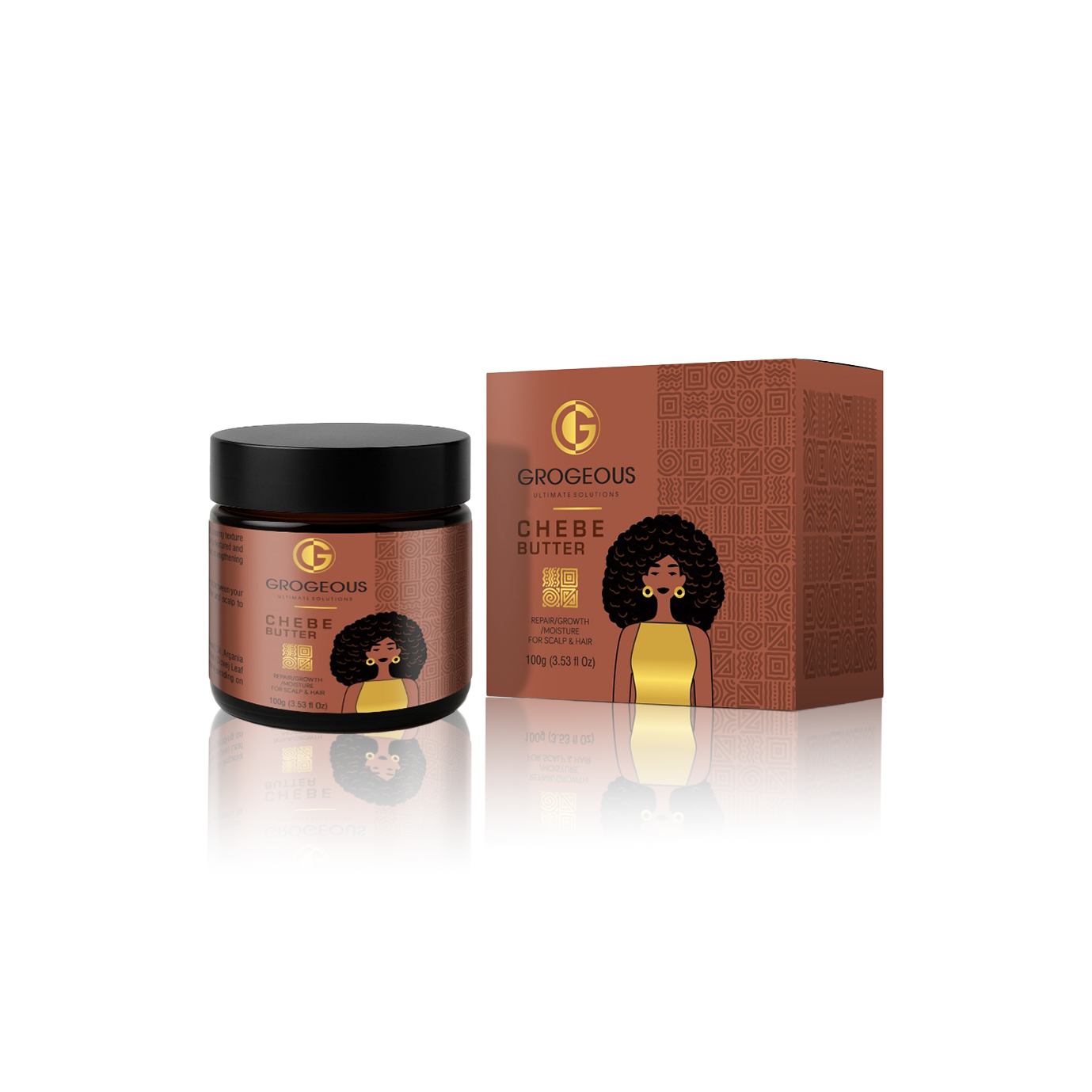 Grogeous Chebe Butter – Intensive Repair, Growth & Moisture Treatment for Scalp & Hair 100 g (3.53 fl oz)