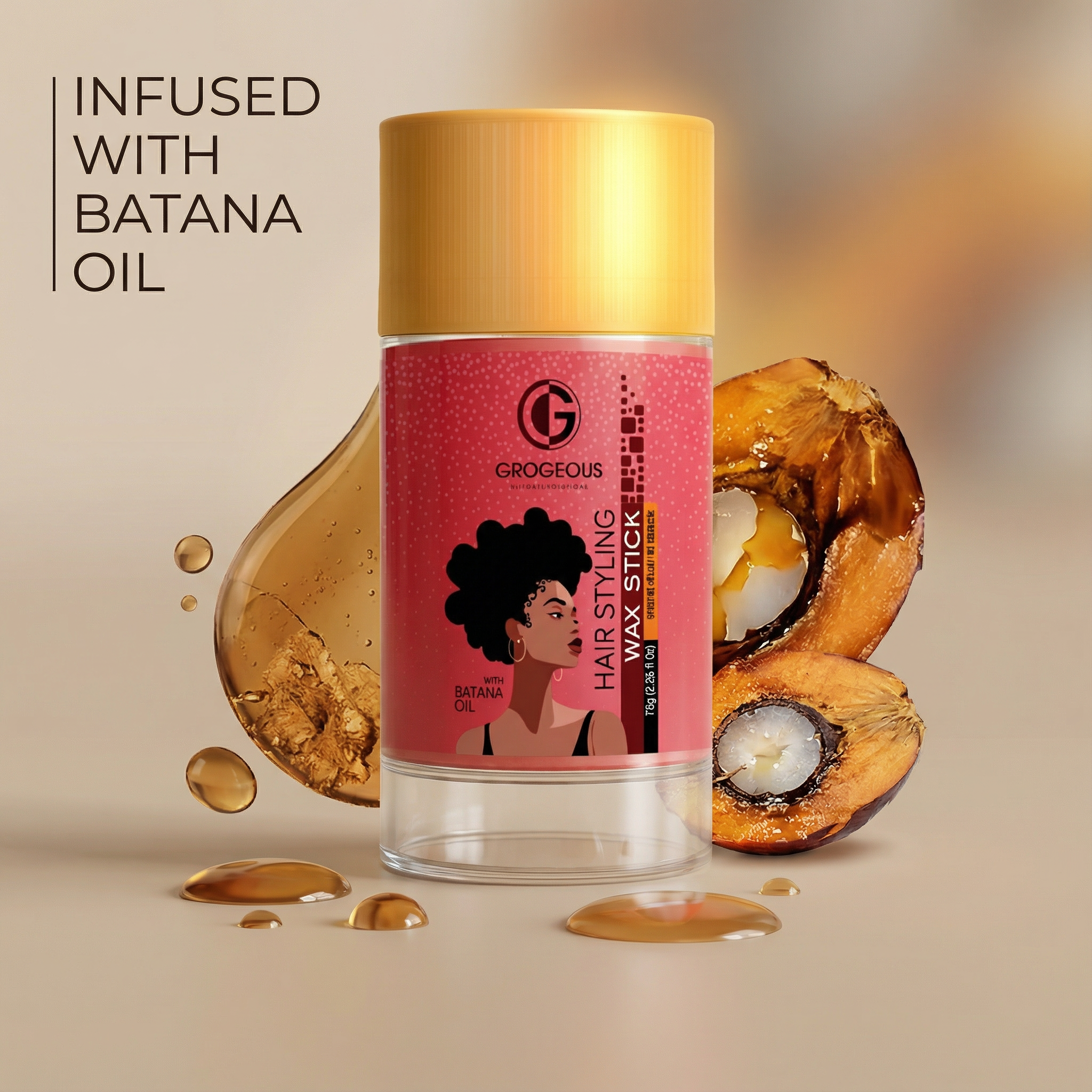 Grogeous Batana Oil Wax Stick - Nourishing Hold & Texture Control 75g (2.65 fl oz)