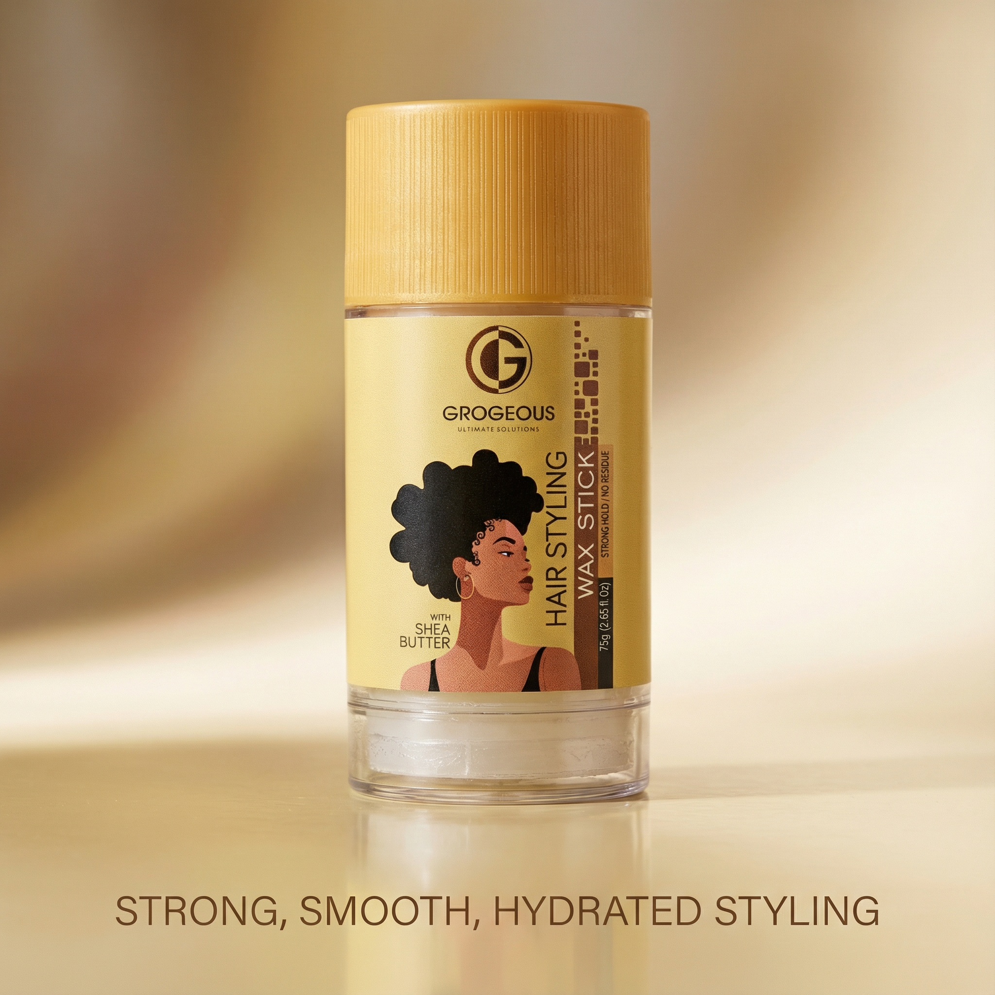 Grogeous Shea Butter Wax Stick - Firm Hold, Moisture & Frizz Control 75g (2.65 fl oz)