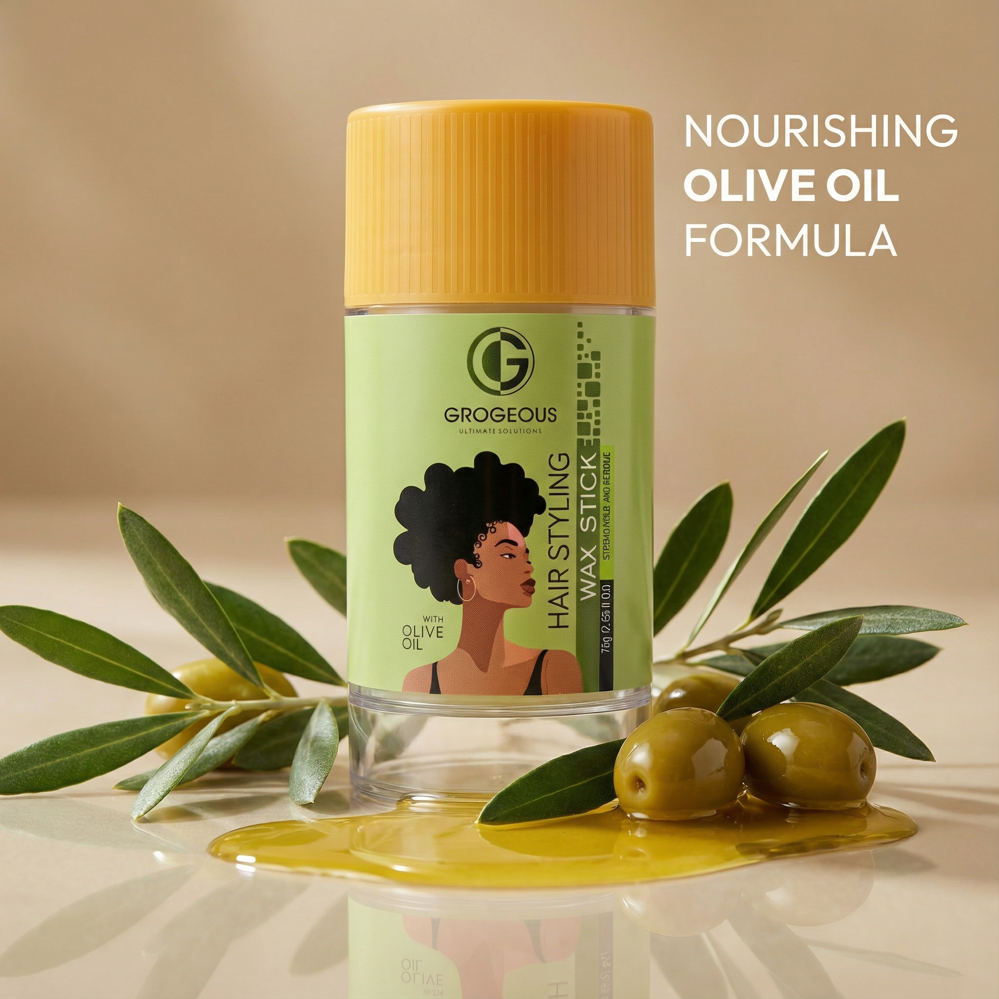 Grogeous Olive Oil Wax Stick - Smooth Control & Nourishing Shine 75g (2.65 fl oz)