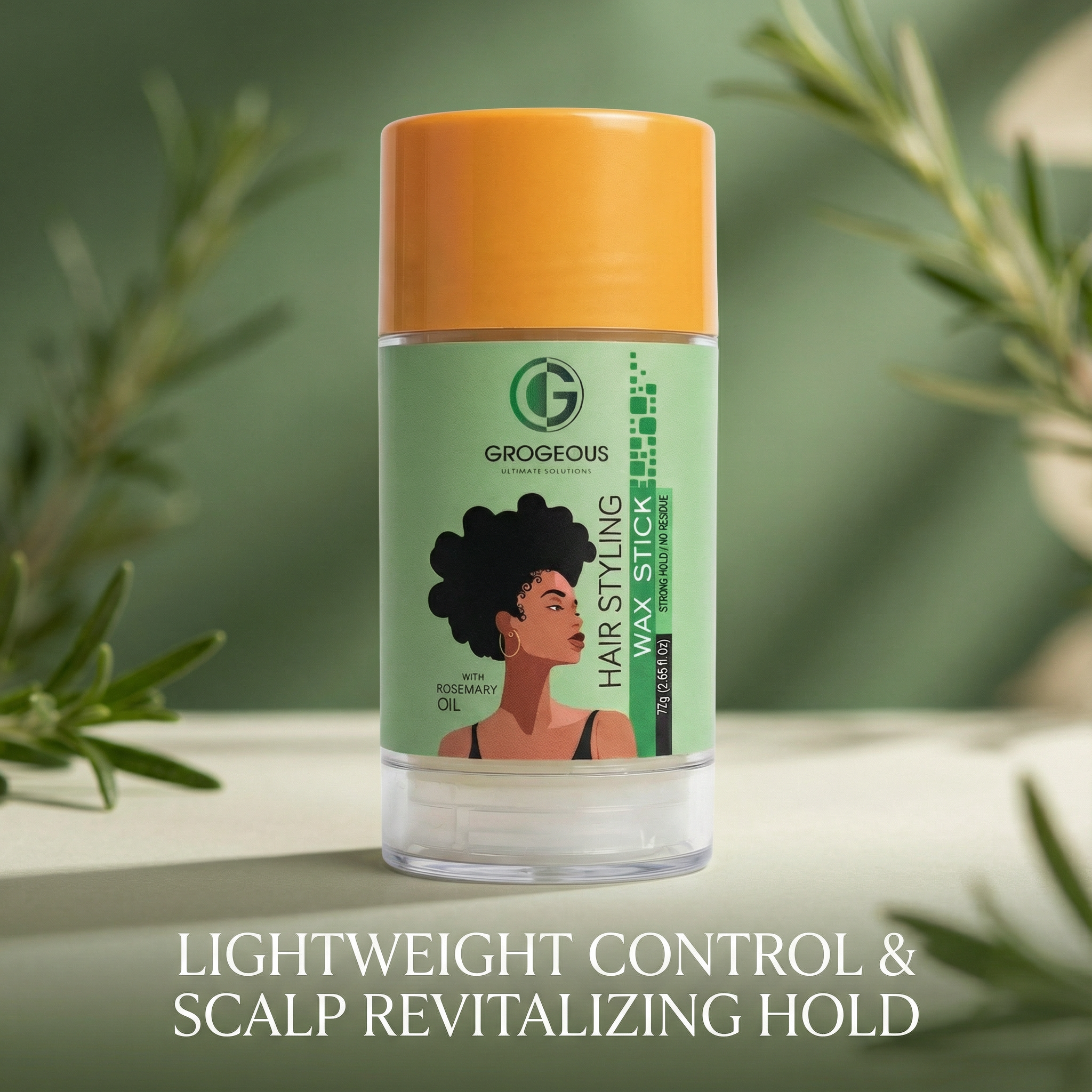 Grogeous Rosemary Oil Wax Stick - Lightweight Control & Scalp Revitalizing Hold 75g (2.65 fl oz)