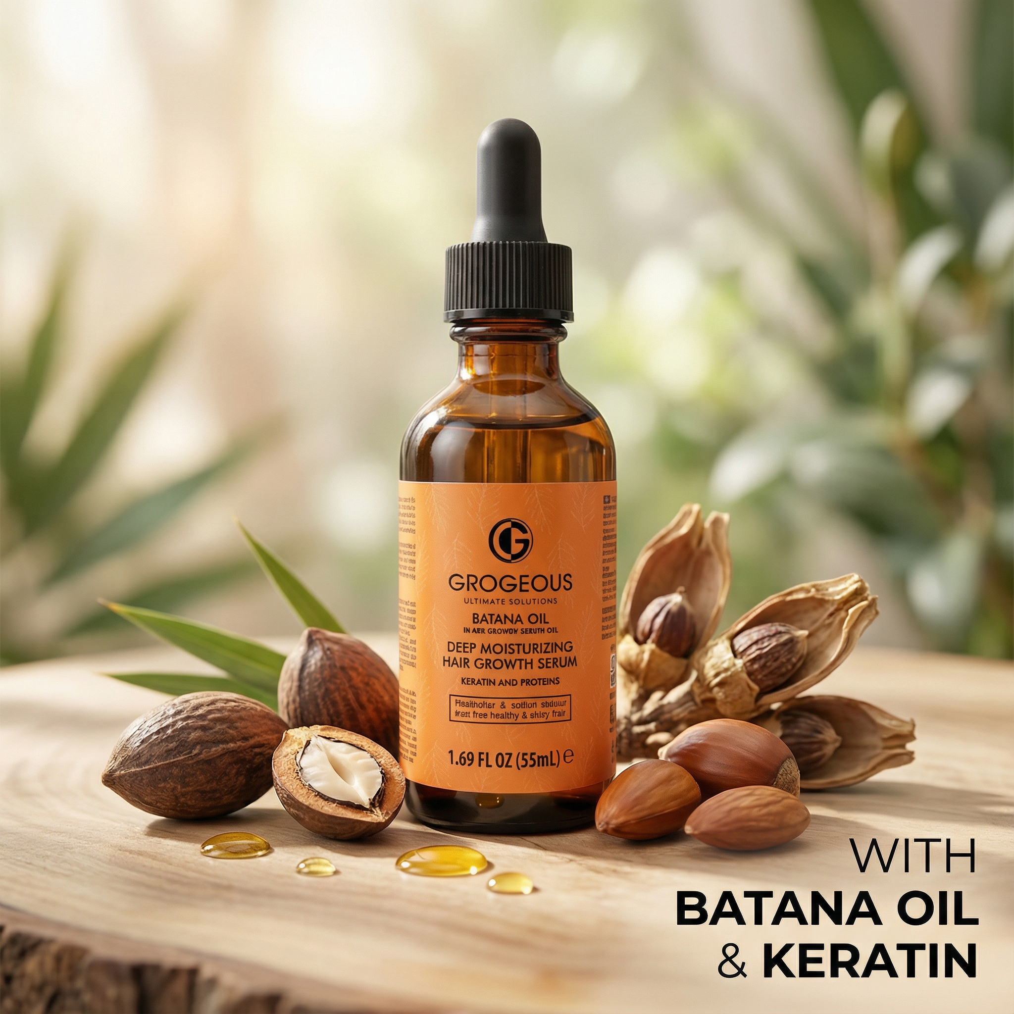 Grogeous Batana Oil Hair Growth Serum - Deep Moisture, Keratin & Protein Care (55ml)