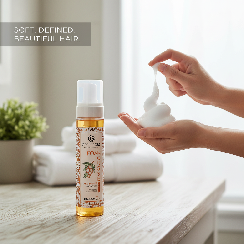 Grogeous Shea Butter Smoothing Hair Foam - Frizz Control & Soft Definition