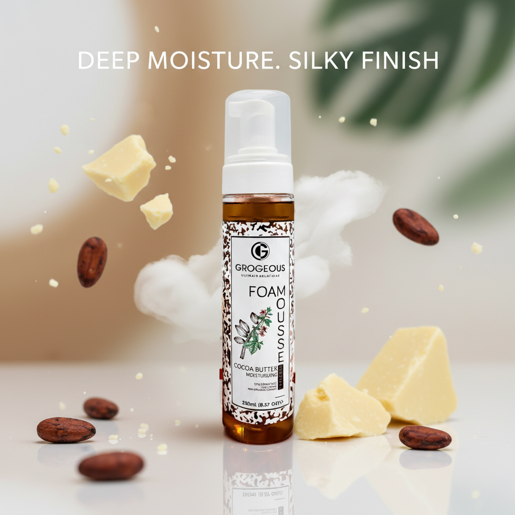 Grogeous Cocoa Butter Moisturizing Hair Foam Mousse - Hydrating & Silky Soft Finish