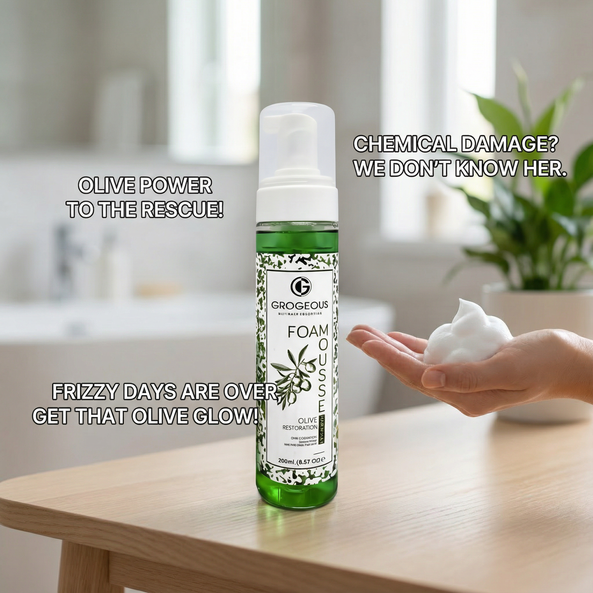 Grogeous Olive Restoration Hair Foam Mousse - Deep Repair & Moisture Care