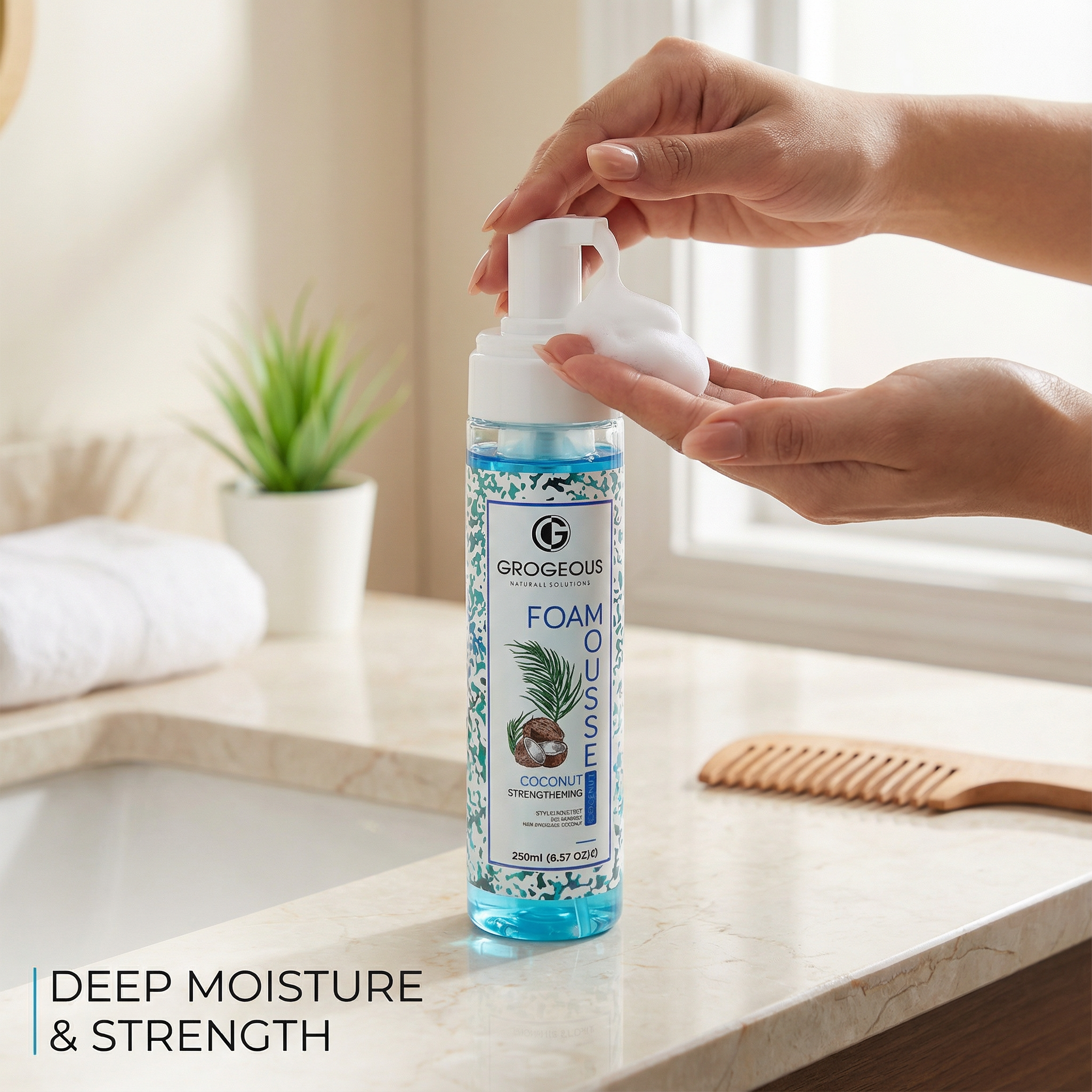 Grogeous Coconut Strengthening Hair Foam Mousse - Deep Moisture & Shine