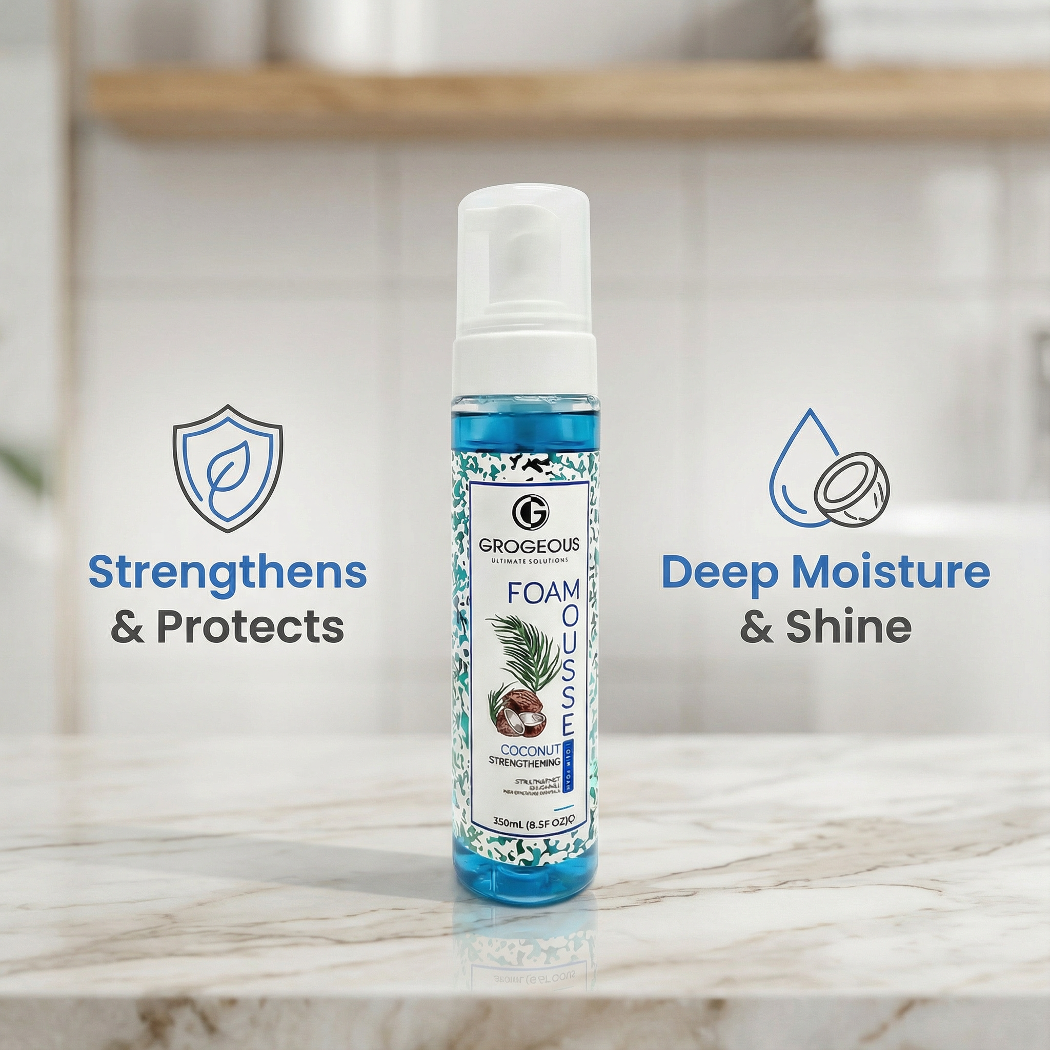 Grogeous Coconut Strengthening Hair Foam Mousse - Deep Moisture & Shine