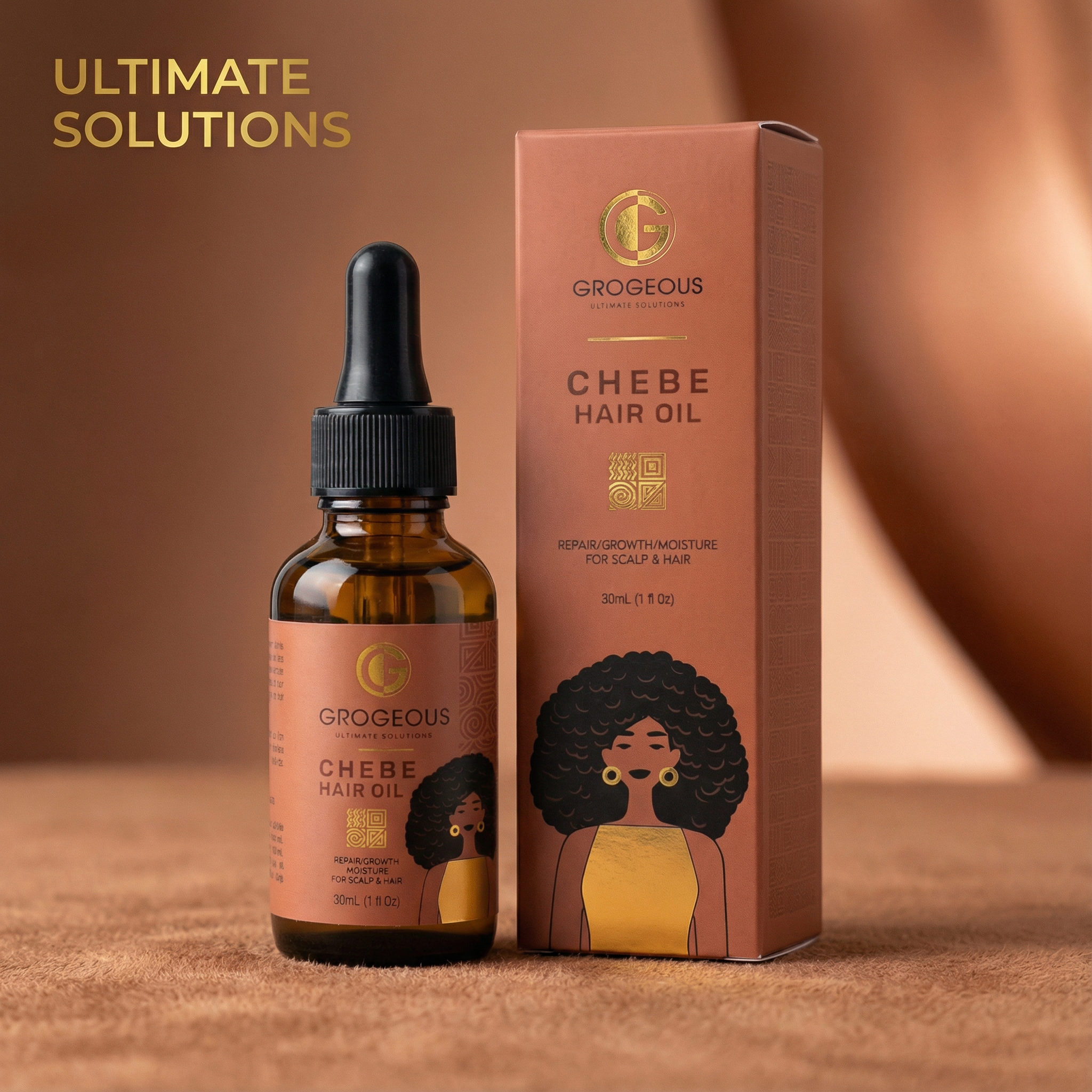 Grogeous Chebe Hair Oil - Repair, Growth & Deep Moisture for Hair & Scalp