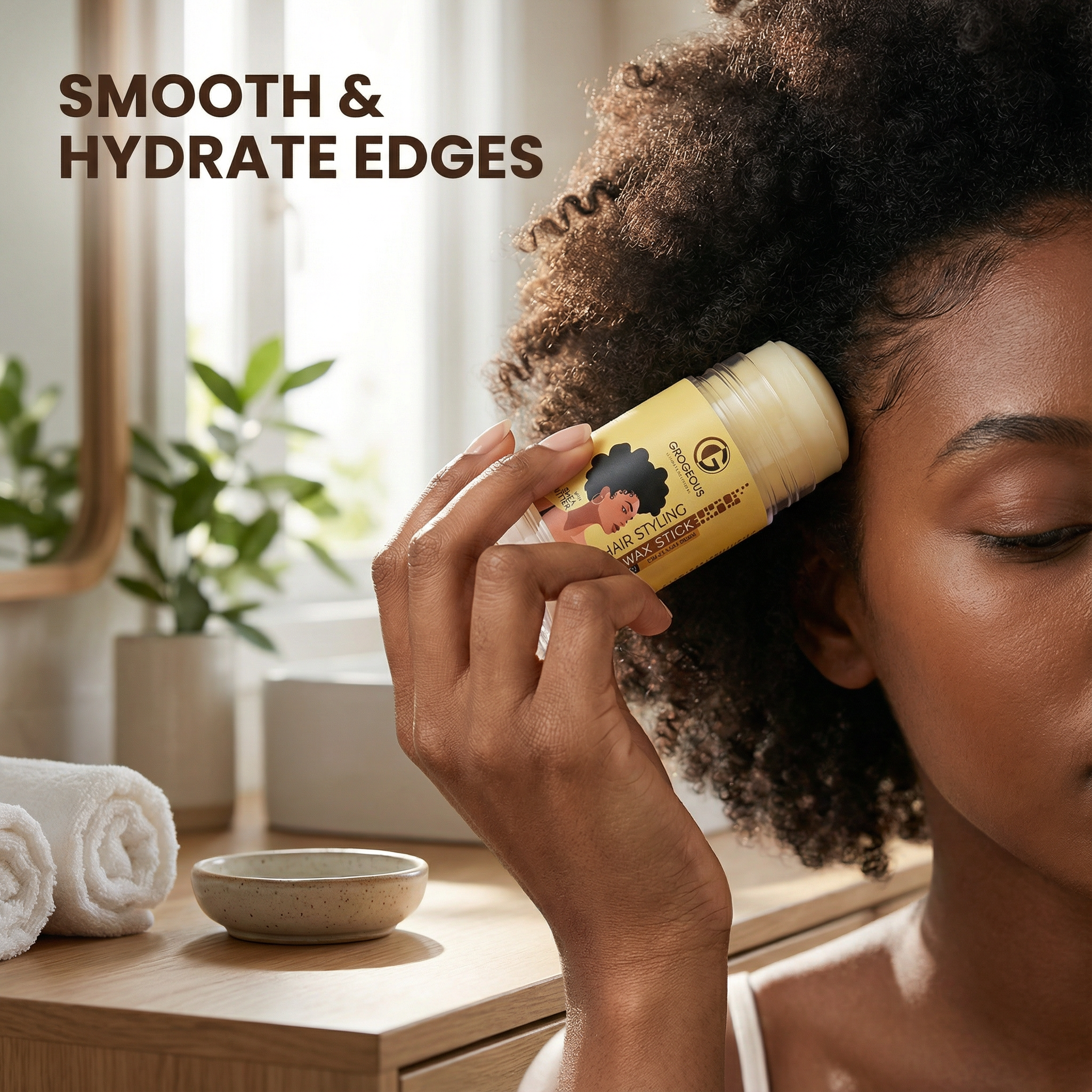 Grogeous Shea Butter Wax Stick - Firm Hold, Moisture & Frizz Control 75g (2.65 fl oz)