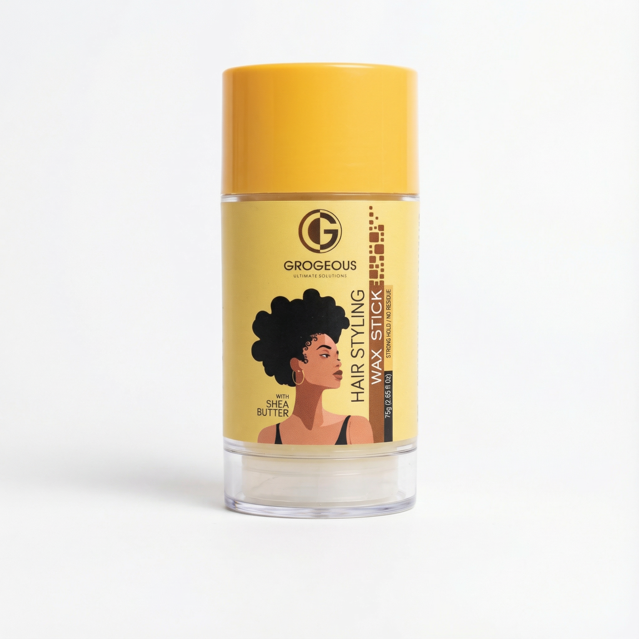Grogeous Shea Butter Wax Stick - Firm Hold, Moisture & Frizz Control 75g (2.65 fl oz)