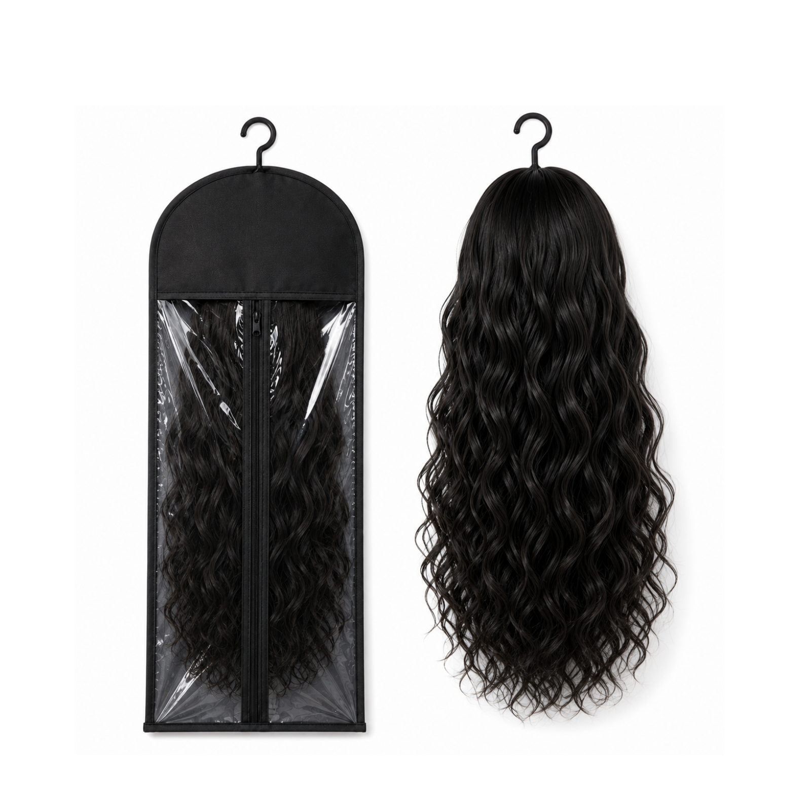 Premium Wig Storage Hanger Bag - Clear Window & Zipper, Dust-Proof Wig Organizer for Wigs & Hair Extensions