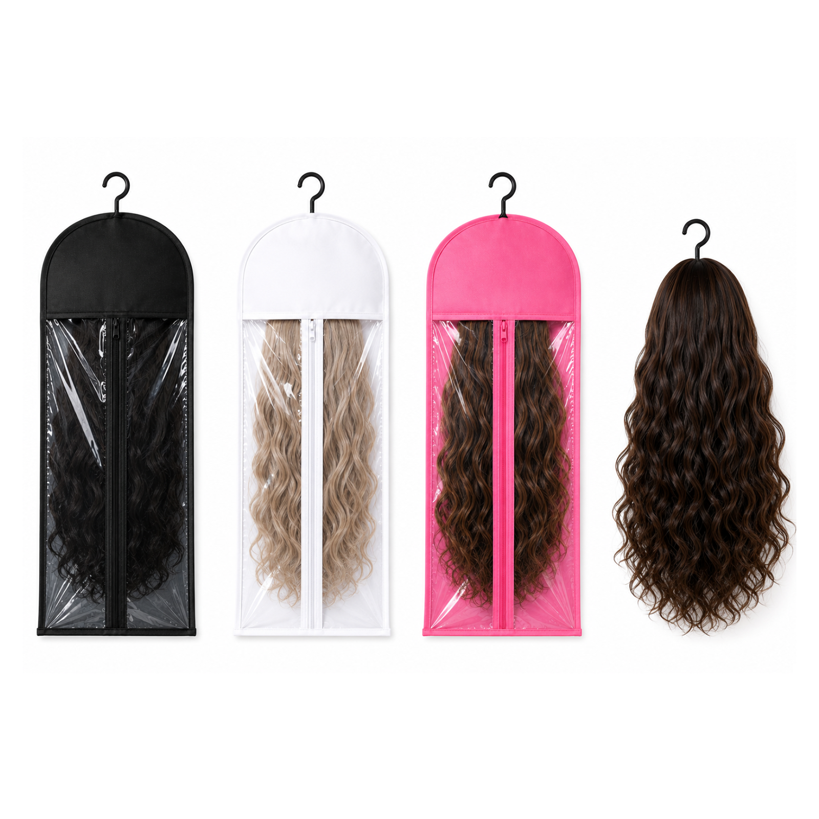 Premium Wig Storage Hanger Bag - Clear Window & Zipper, Dust-Proof Wig Organizer for Wigs & Hair Extensions