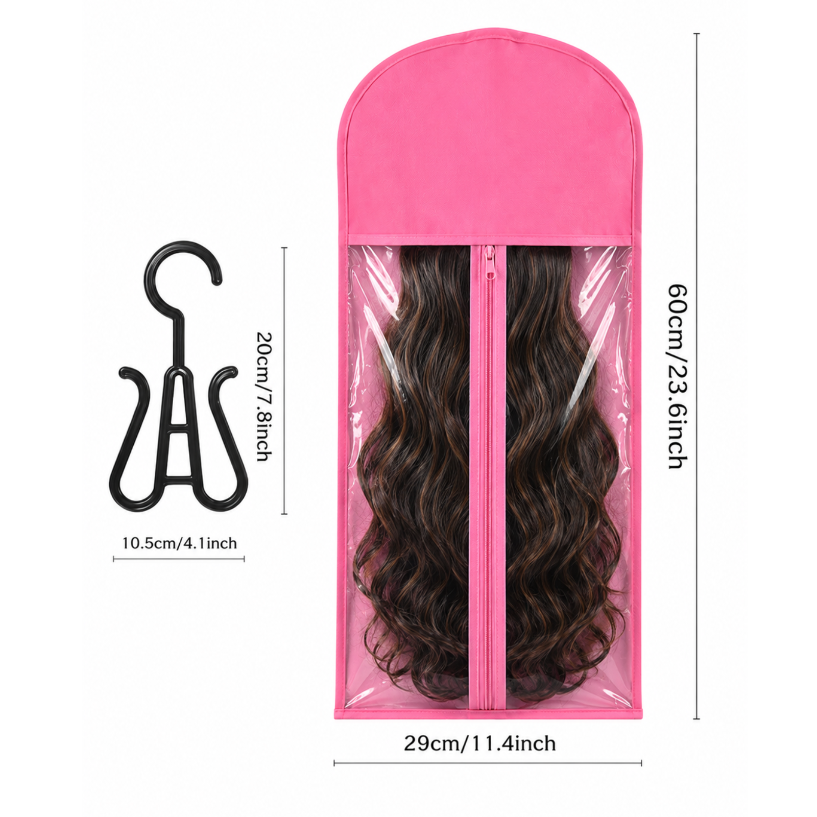 Premium Wig Storage Hanger Bag - Clear Window & Zipper, Dust-Proof Wig Organizer for Wigs & Hair Extensions